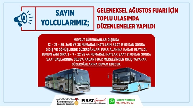 Geleneksel Ağustos Fuarı İçin Toplu Ulaşımda Düzenlemeler Yapıldı