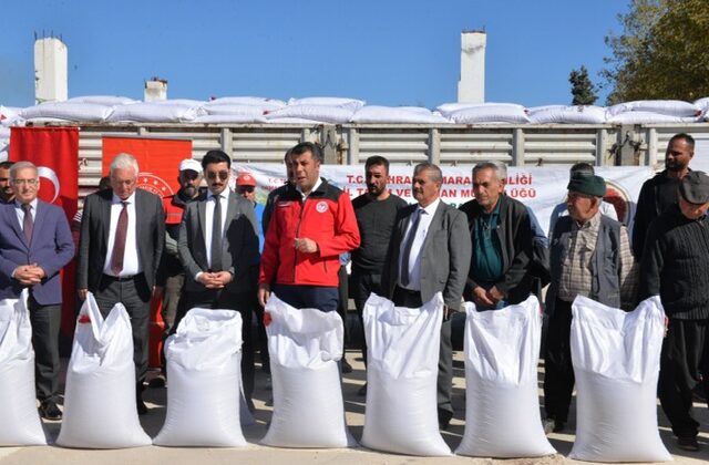 Pazarcık’ta Kırmızı Mercimek Üretimini Arttırma Projesi Kapsamında Tohum Dağıtım Töreni Düzenlendi