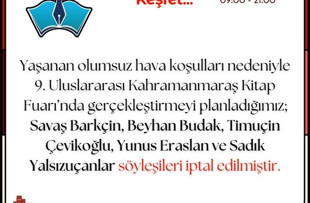 Kitap Fuarı’nda Bugünkü Söyleşiler İptal Edildi