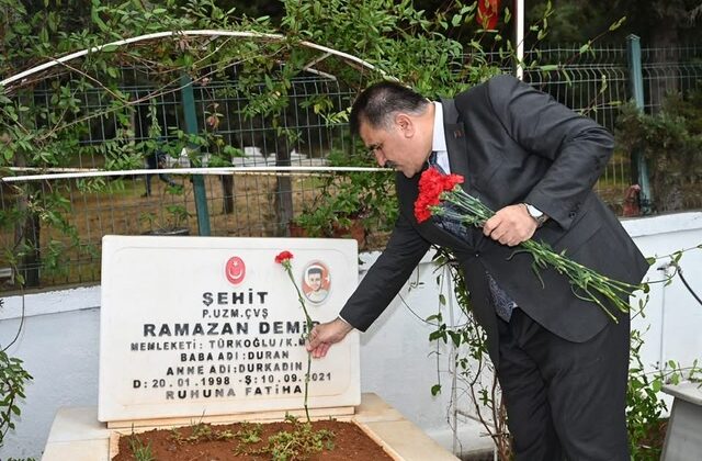 Başkan Mehmet Karaca ve İlçe Protokolü Şehitliği Ziyaret Etti