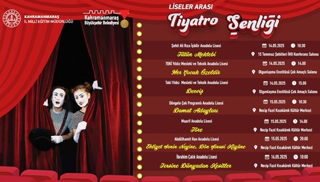 Kahramanmaraş’ta Liseler Arası Tiyatro Şenliği Başlıyor