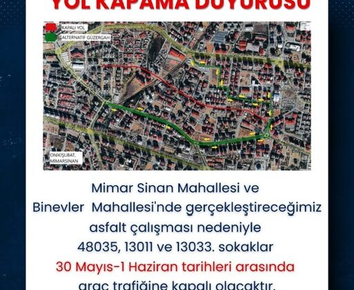 Onikişubat’ta Asfalt Çalışması Nedeniyle Bazı Sokaklar Trafiğe Kapatılacak