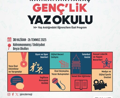 Kahramanmaraş’ta GENÇ’lik Yaz Okulu Başlıyor