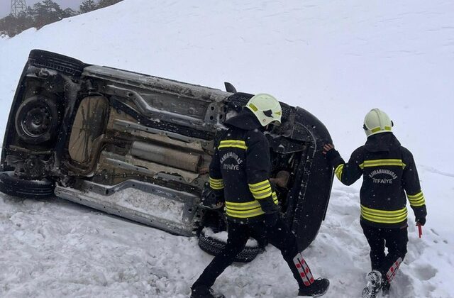 Kahramanmaraş’ta kar yağışı trafik kazalarına neden oldu: 2 yaralı