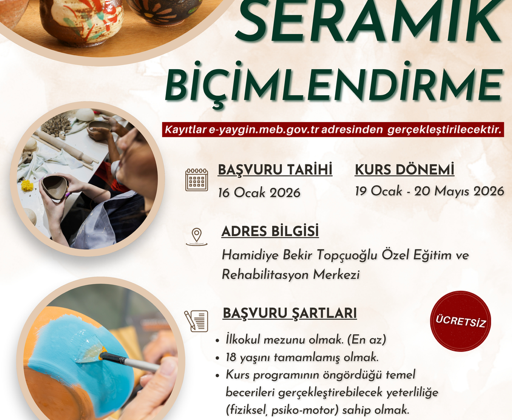 Onikişubat Belediyesi’nin Seramik Biçimlendirme Kursu Başlıyor
