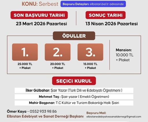 Elbistan Şiir Yarışması Başvuruları Başladı