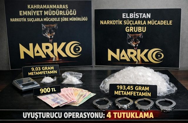 Kahramanmaraş’ta uyuşturucu operasyonu: 4 tutuklama