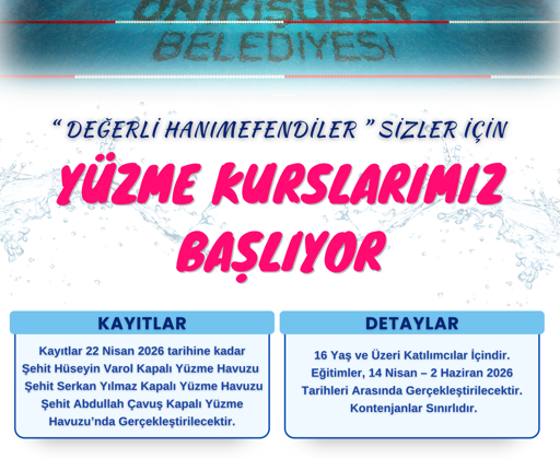 Onikişubat Belediyesi’nin kadınlara özel yüzme kursuna başvurular başladı