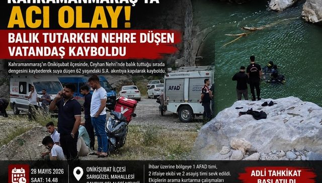 Kahramanmaraş’ta nehre düşen vatandaş kayboldu