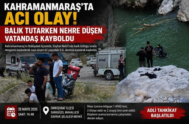 Kahramanmaraş’ta nehre düşen vatandaş kayboldu