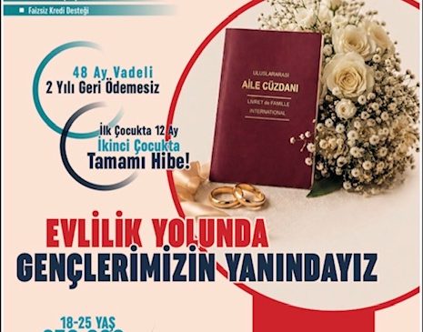 Kahramanmaraş’ta Evlenecek Gençlere Faizsiz Kredi Desteği Başvuruları Sürüyor