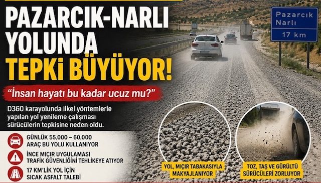 Pazarcık-Narlı Yolundaki Bakım Çalışmaları Sürücülerin Gündeminde