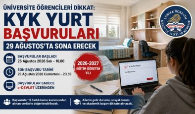 Üniversite öğrencileri dikkat: KYK yurt başvuruları 29 Ağustos’ta sona erecek