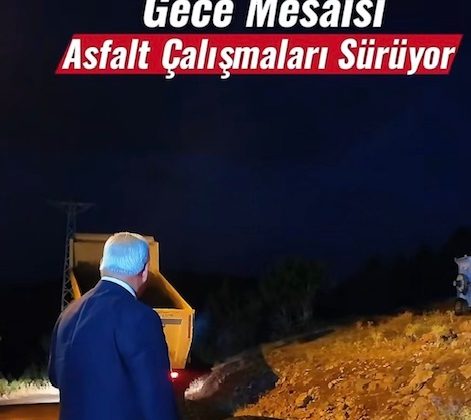 Kazandere Mahallesi’nde Gece Mesaisi: Sıcak Asfalt Çalışmaları Sürüyor