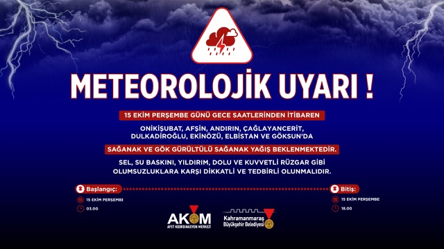 Büyükşehir’den 8 İlçede Kuvvetli Sağanak Uyarısı!
