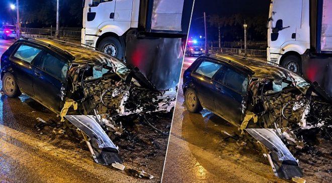 Kahramanmaraş’ta TIR’a çarpan otomobil hurdaya döndü: Sürücü ağır yaralandı