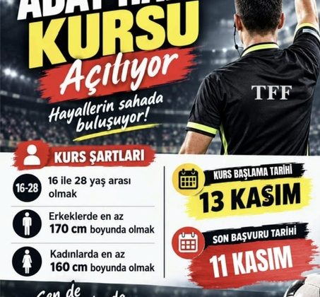 Kahramanmaraş’ta Aday Hakem Kursu Açılıyor!
